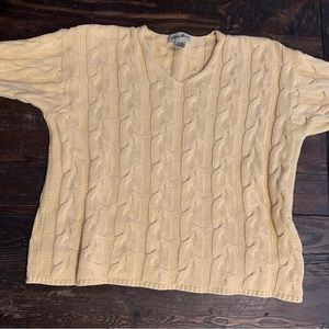 Vintage Eddie Bauer Yellow Cable Knit Cotton Sweater